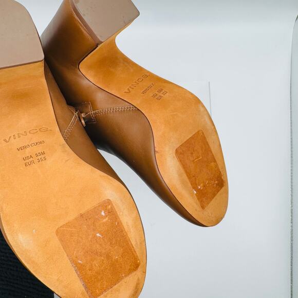 Vince Terri Brown Leather Block-Heel Booties 35.5 (US 5.5) - Picture 3 of 13